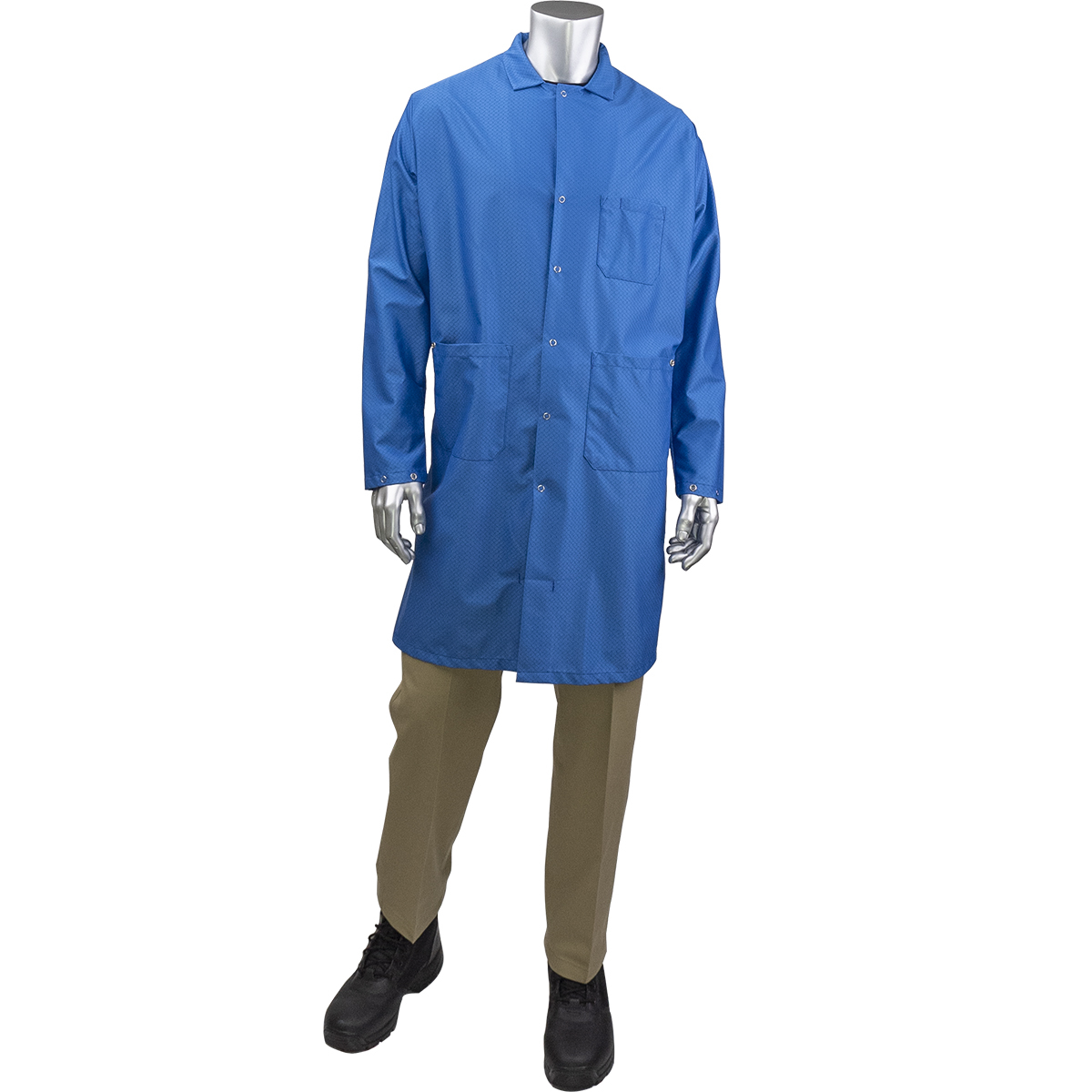 BR18-45RB PIP® Uniform Technology™ Staticon Long ESD Lab Coats, Blue